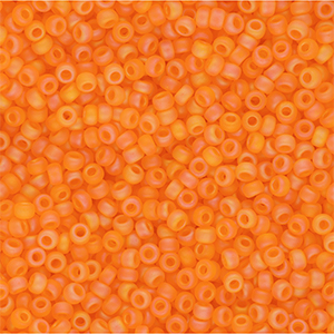 Rocailles Miyuki 11/0 Matted Transparent Orange AB 11-0138FR