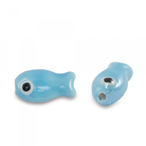 Perline di ceramica pesce blu cielo