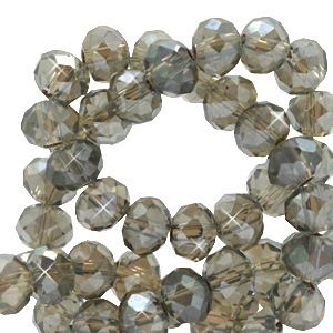 Perline sfaccettate 4x3mm rondella rosa grigio beige-effetto perlato
