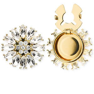 Metallo TQ in ottone copri bottoni fiore oro-cristallo