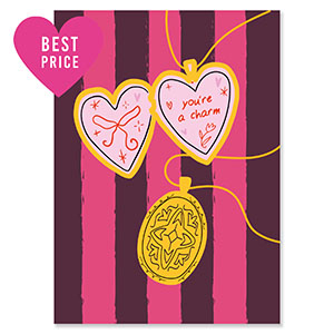 BY31&reg; Espositori bigiotteria in cartoncino "You're a charm" marrone scuro-rosa magenta-oro