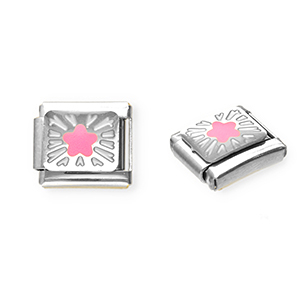 Link-tessera per bracciale italiano con ciondoli in acciaio inossidabile stella argento-rosa-giallo