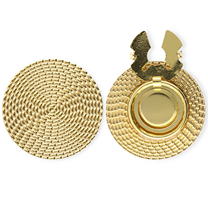 Copri bottoni in acciaio inossidabile tonda rattan-look oro