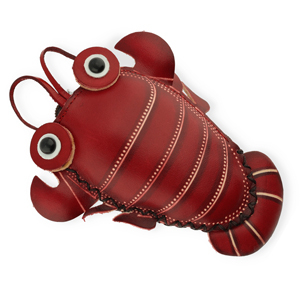 Portafogli piccoli in pelle aragosta rosso-beige sabbia-nero-bianco