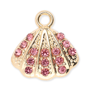 Ciondoli di metallo conchiglia con strass oro-rosa
