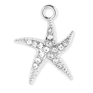 Ciondoli di metallo stella marina con strass argento-trasparente