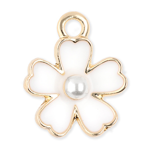 Ciondoli di metallo fiore con perla oro-bianco