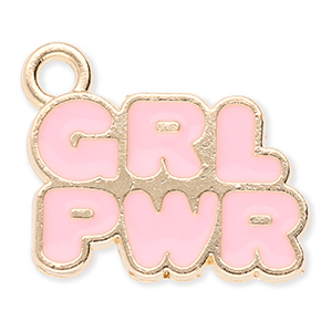 Ciondoli di metallo "Grl pwr" oro-rosa chiaro