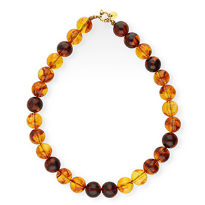 BY31&reg; Collane di perline acrilico 16mm lucido marrone ambra-oro
