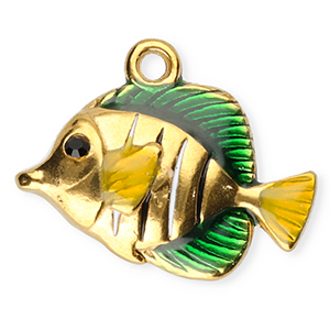 Ciondoli in acciaio inossidabile smalto pesce oro-verde-giallo-nero