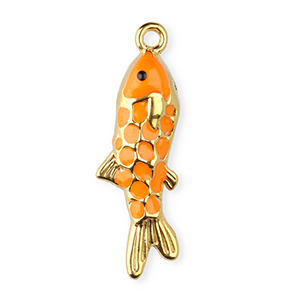 Ciondoli in acciaio inossidabile smalto pesce oro-arancione-nero