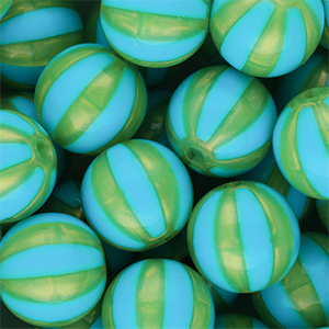DQ&reg; Perline in acrilico 16 mm con strisce blu-verde