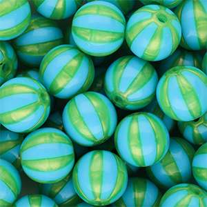 DQ&reg; Perline in acrilico 12 mm con strisce blu-verde