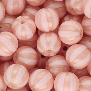 DQ&reg; Perline in acrilico 12 mm con strisce rosa chiaro-rosa pesca