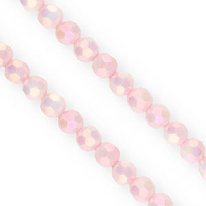 Perline sfaccettate tonde 6mm rosa chiaro-rivestimento AB
