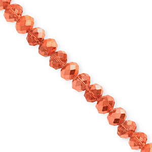 Perline sfaccettate 6x5mm rondella arancio corallo-effetto perlato