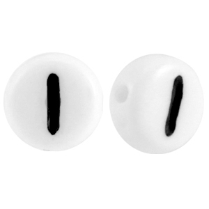 Perline alfabeto in acrilico con disegno numero 1 bianco
