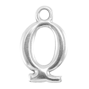 Ciondolo di metallo DQ a forma di lettera Q argento antico (privo di nichel)