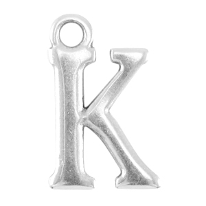 Ciondolo di metallo DQ a forma di lettera K argento antico (privo di nichel)