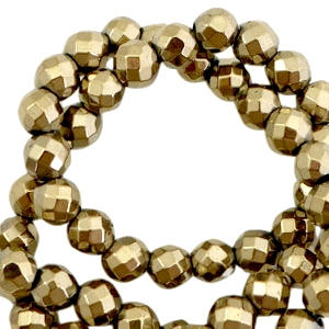 Perline di ematite 6 mm sfaccettata tonda oro antico