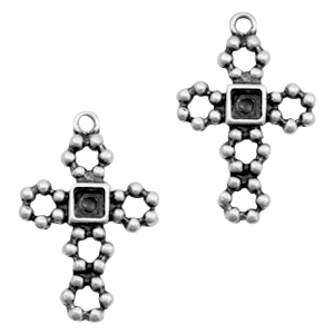 Ciondoli di metallo TQ croce con castone argento antico