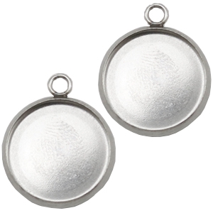Ciondoli in acciaio inossidabile castone per cabochon 12mm argento